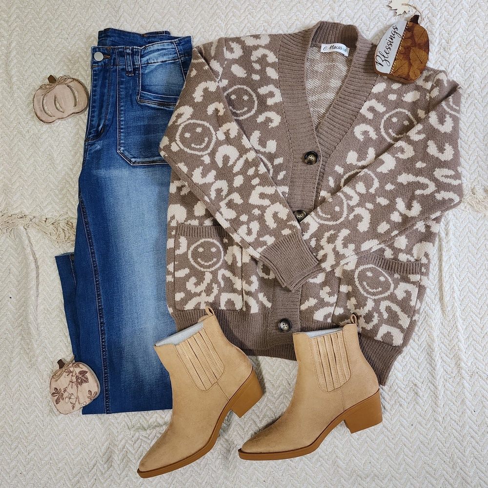 MACARON Colorblock Western Boho Cardigan Sweater Shacket